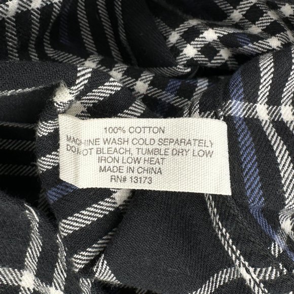 Saturdays NYC Black White Blue Plaid Button Up Flannel Overshirt Shirt sz M - Picture 5 of 6
